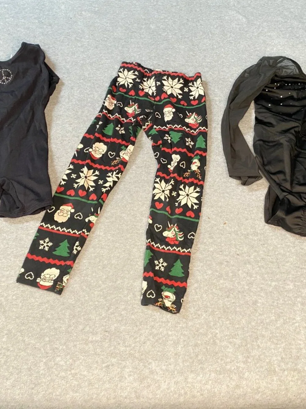 2 Leotards Size 4T and Pull On Christmas Pants Size 4T